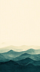 Blue-green abstract ocean with large beige text area, minimalist digital design