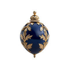 Elegant blue and gold decorative ornament with leaf design
