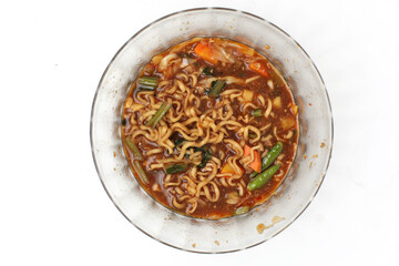 Mie Tek Tek or mie dok dok Noodles with boiled noodles filled with eggs, vegetables, chilies....