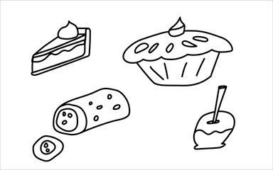 Hand-Drawn Coloring Collection Cozy Autumn Sweets of Vector Illustrations