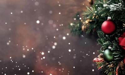Christmas background border with bauble decorations, with copy space