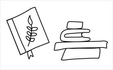 Hand-Drawn Coloring Collection Cozy Books of Vector Illustrations