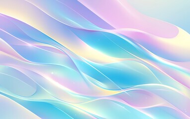 Abstract background with iridescent wavy lines in shades of blue, pink and white.