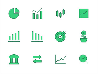 Investment color icons set vector illustration