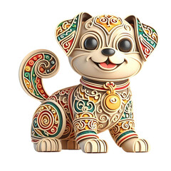 Fototapeta premium Colorful pictures of dogs with beautiful patterns.