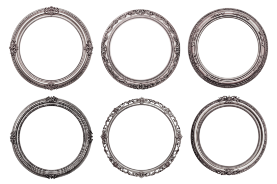 Set of round silver frames, cut out