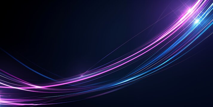 Abstract background with glowing pink and blue lines on a dark background.