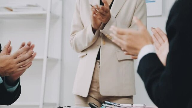 Business people clapping their hands, congratulation and appreciation concepts