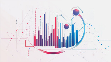 Abstract white background with Colorful charts and graphs with statistics to innovative analyze business potential and forecast future development of companies growth.