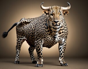 Hybrid animal between leopard and bull.