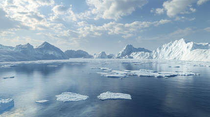 Obraz premium An image showing the dramatic effects of ice melt in polar regions with large areas of open water.