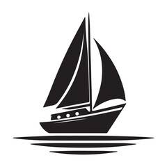 Sailboat silhouette vector art illustration design with white background.