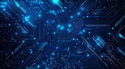 Abstract circuit board texture background with a technology theme. High-tech futuristic banner wallpaper showcasing digital data and engineering electronic motherboard. Features a minimal array.
