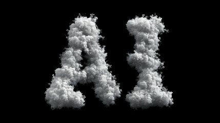 AI Letters Formed by White Smoke on Black Background
