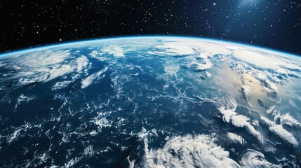 Fototapeta premium Stunning view of Earth from space with stars in the background
