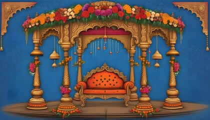 Intricate Blueprint of an Ornate Indian Wedding Mandap Symbolizing Tradition and Celebration