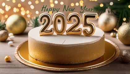 Write Welcome happy new year 2025 on cake 