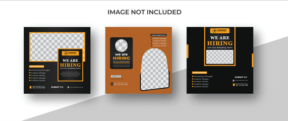 We are hiring job vacancy Flyer social media poster banner design template. We are hiring job vacancy square web banner design.