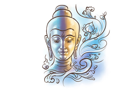 recommend clip art: face of buddha digital art for card decoration illustration