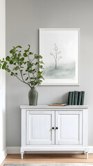 Horizontal White Frame on Wooden Furniture