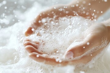 Fototapeta premium hand washing with soap and water. Hand washing awareness week.