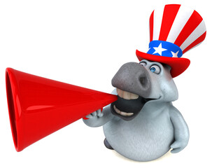 Fun 3D cartoon zebra with an uncle sam hat