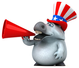 Fun 3D cartoon zebra with an uncle sam hat