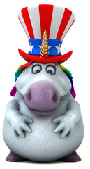 Fun 3D cartoon zebra with an uncle sam hat