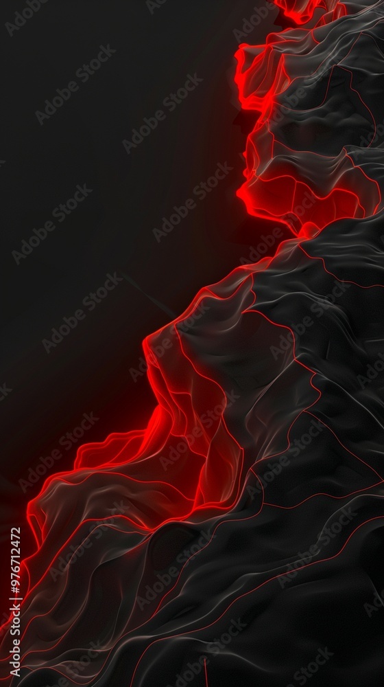 Wall mural abstract red and black background with a wavy pattern.