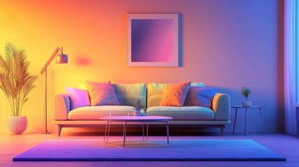 Interior design of modern scandinavian apartment, living room, White living room in modern style.Sofa,armchair and table.