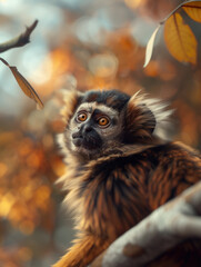 Marmoset in Tropical Jungle, Close up of Wild Animal