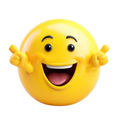 Smiling yellow emoji hand with a waving gesture, conveying a warm and friendly greeting
