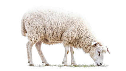 Sheep grazing, isolate isolated on transparent background, PNG file,