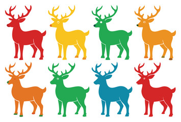 Fototapeta premium Colorful Geometric reindeer vector modern Minimalist Wildlife Design Set