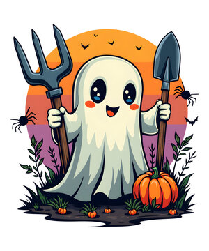 Halloween boo clipart t-shirt vector design isolated on transparent background