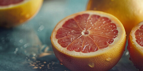 orange juice and oranges,Beach scene with juicy grapefruit Generative AI,

