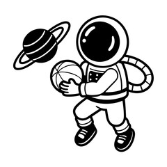 Black-and-White Space Explorer Graphic for Custom Prints