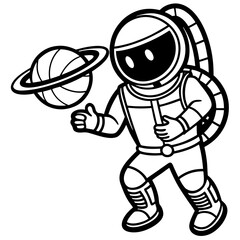 Black-and-White Space Explorer Graphic for Custom Prints