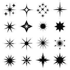 Star collection. Different stars set. Vector illustration