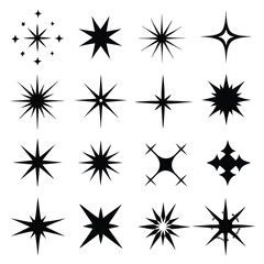 Star collection. Different stars set. Vector illustration
