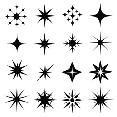 Star collection. Different stars set. Vector illustration