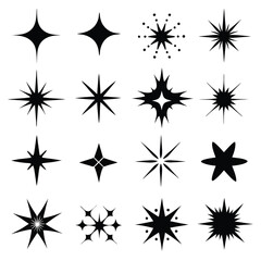 Star collection. Different stars set. Vector illustration