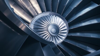Close-up View of an Airplane Engine Turbine