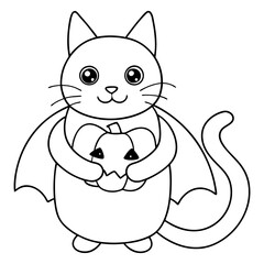 Black-and-White Cat and Pumpkin Clipart for Halloween Themes