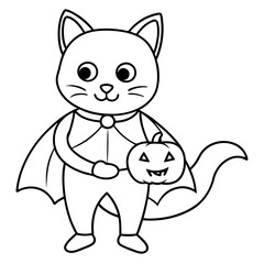 Spooky Yet Cute Cat Illustration for Halloween Decor