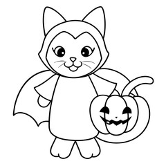 Black-and-White Cat and Pumpkin Clipart for Halloween Themes