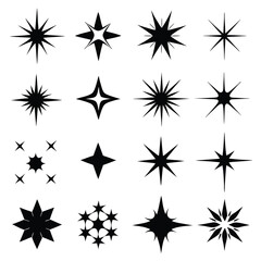 Star collection. Different stars set. Vector illustration