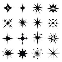 Star collection. Different stars set. Vector illustration