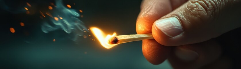 close-up of fingers striking a match against a matchbox