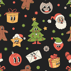 Cartoon Christmas Seamless Pattern Vector